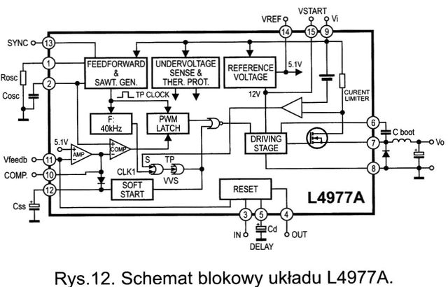 schemat blokowy układu l4977a