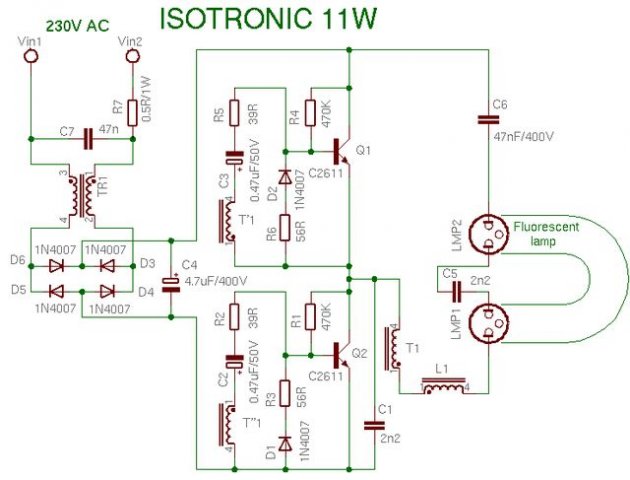 schemat lampy isotronic 11w