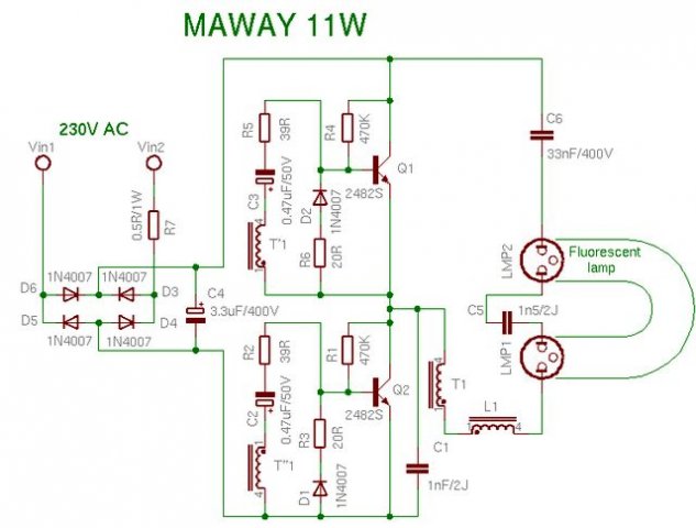 schemat lampy maway 11w