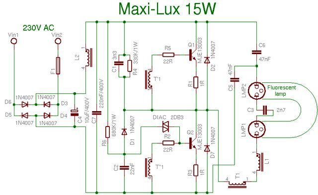 schemat lampy maxi lux 15w